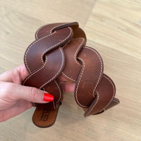 Women’s Woven Cow Hide Leather Brown Belt Roped Rodeo Western Country Concert - Picture 3 of 7